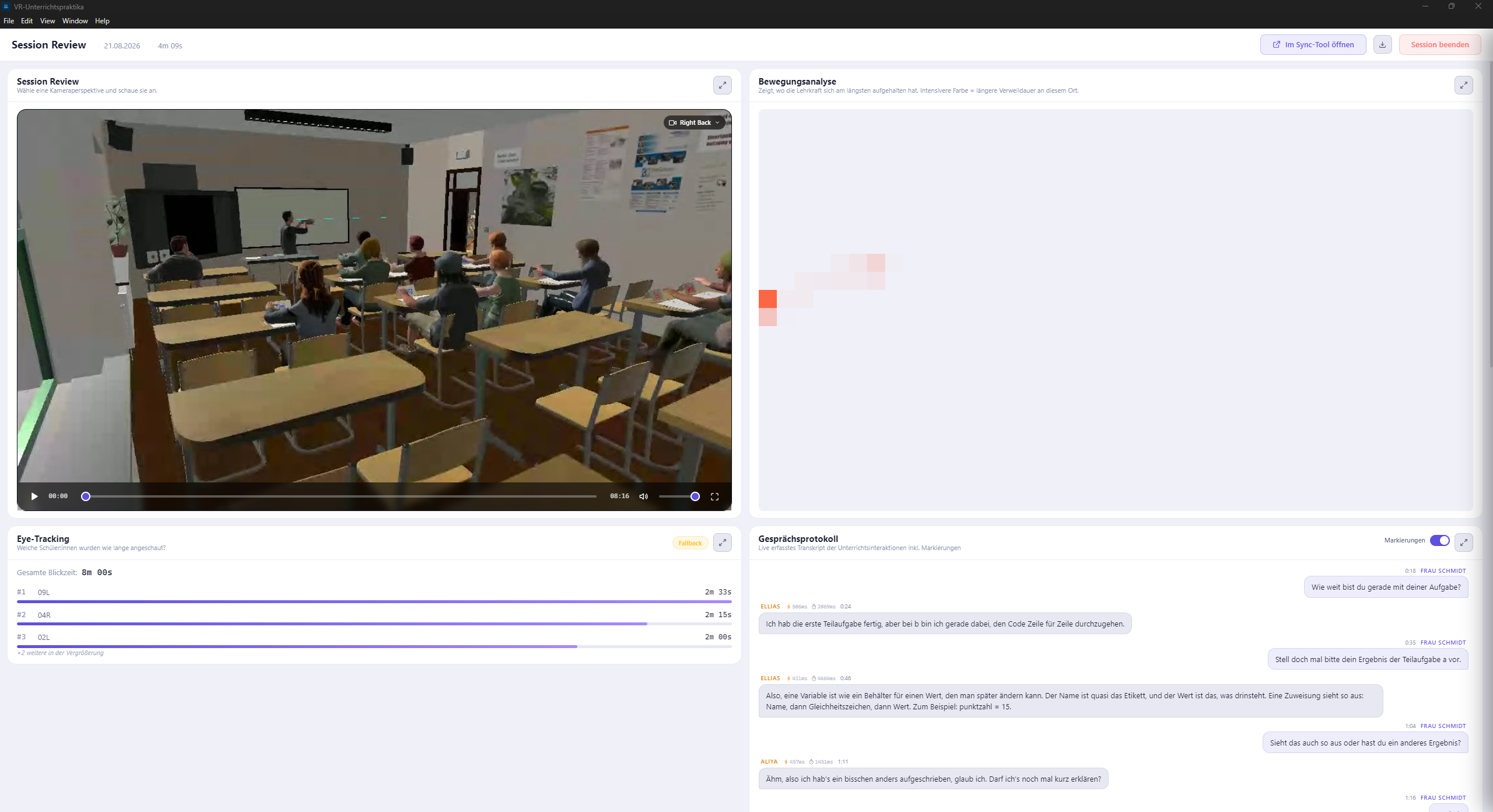 Screenshot: Auswertung