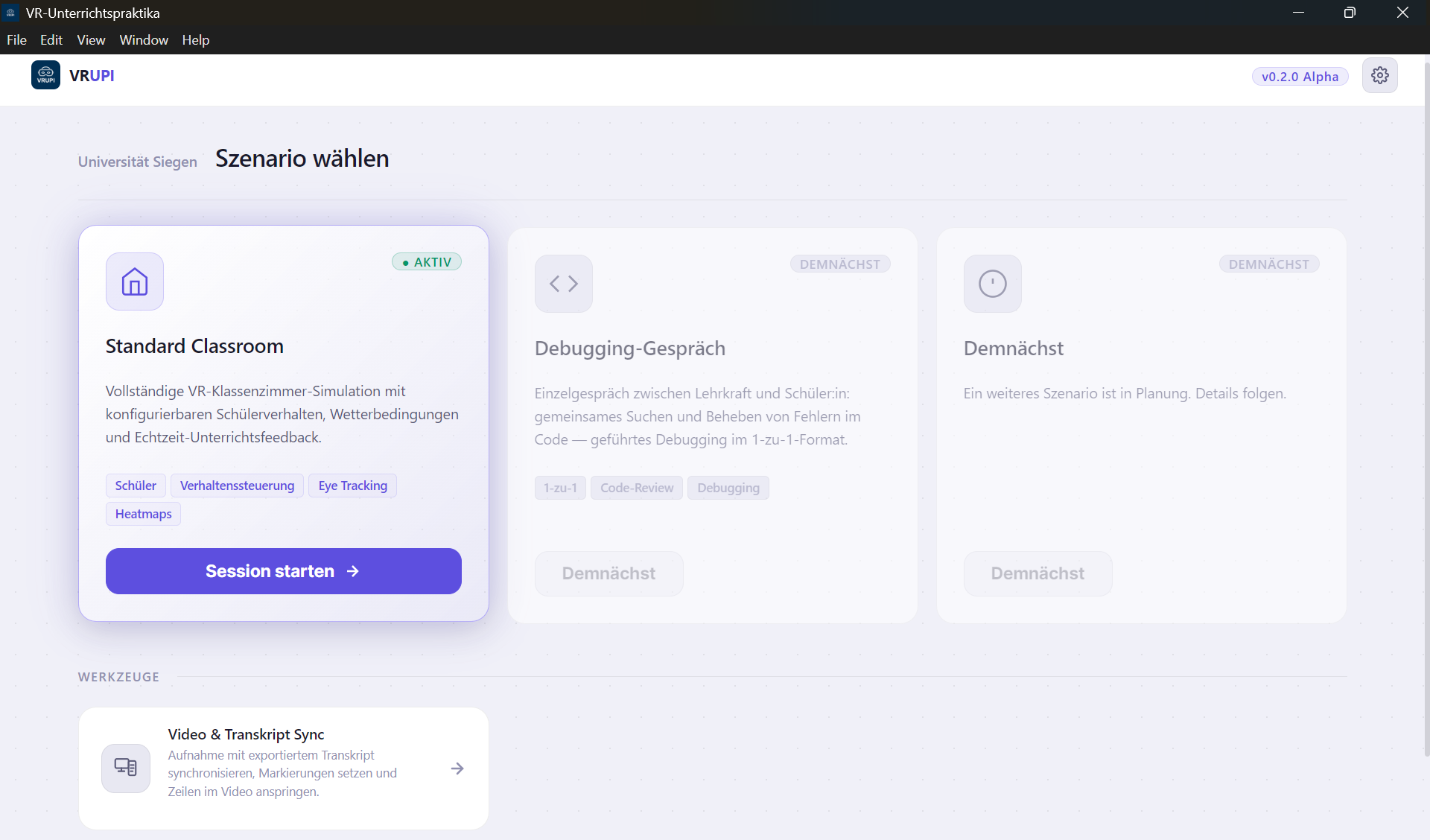 Screenshot: Startseite
